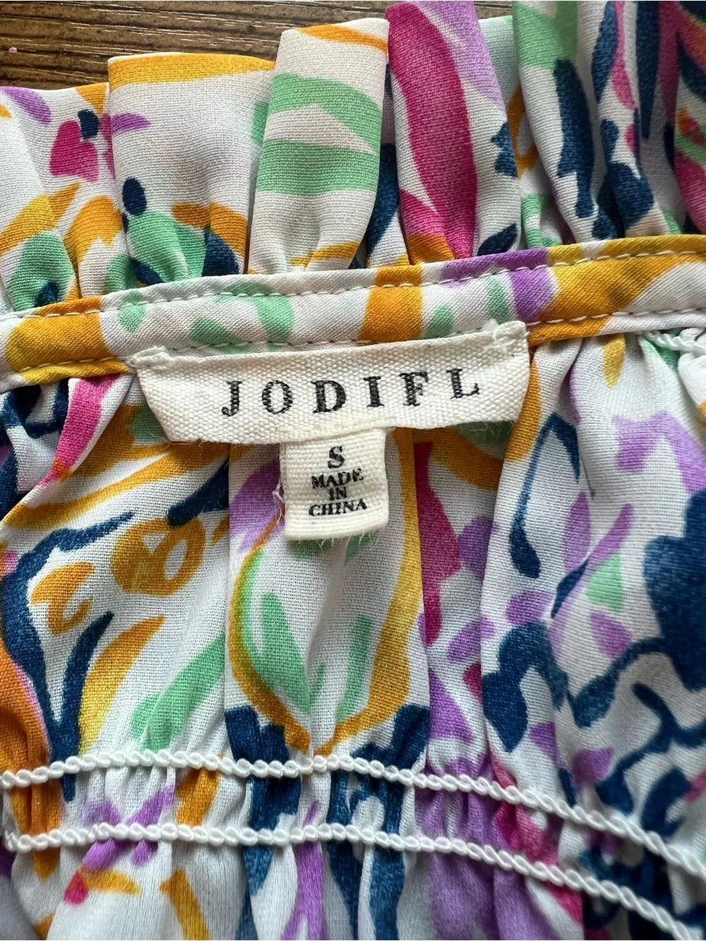 Jodifl Floral Mock Neck Sleeveless Blouse Top Small Smocked Boho Spring S